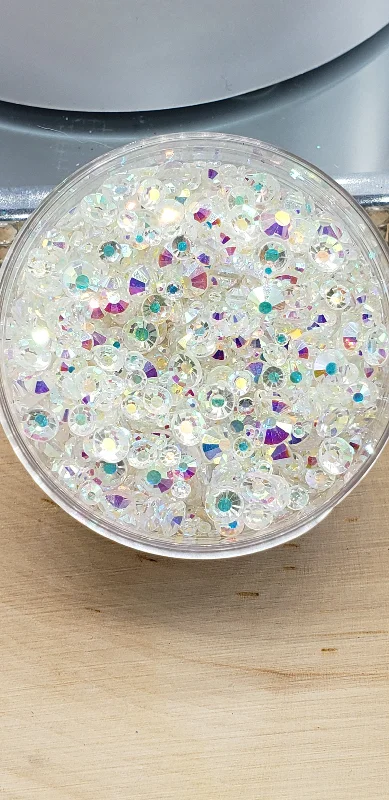 Nail rhinestone dusk shine-Mixed Size SS3- SS20 Flat Back Glass Rhinestones - Clear AB