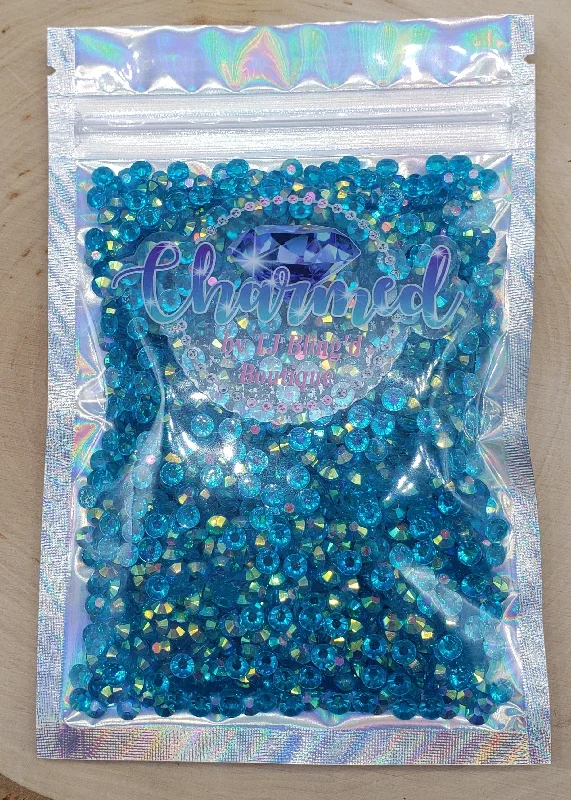 Nail rhinestone blend styles-Capri Blue AB Transparent Jelly Rhinestones