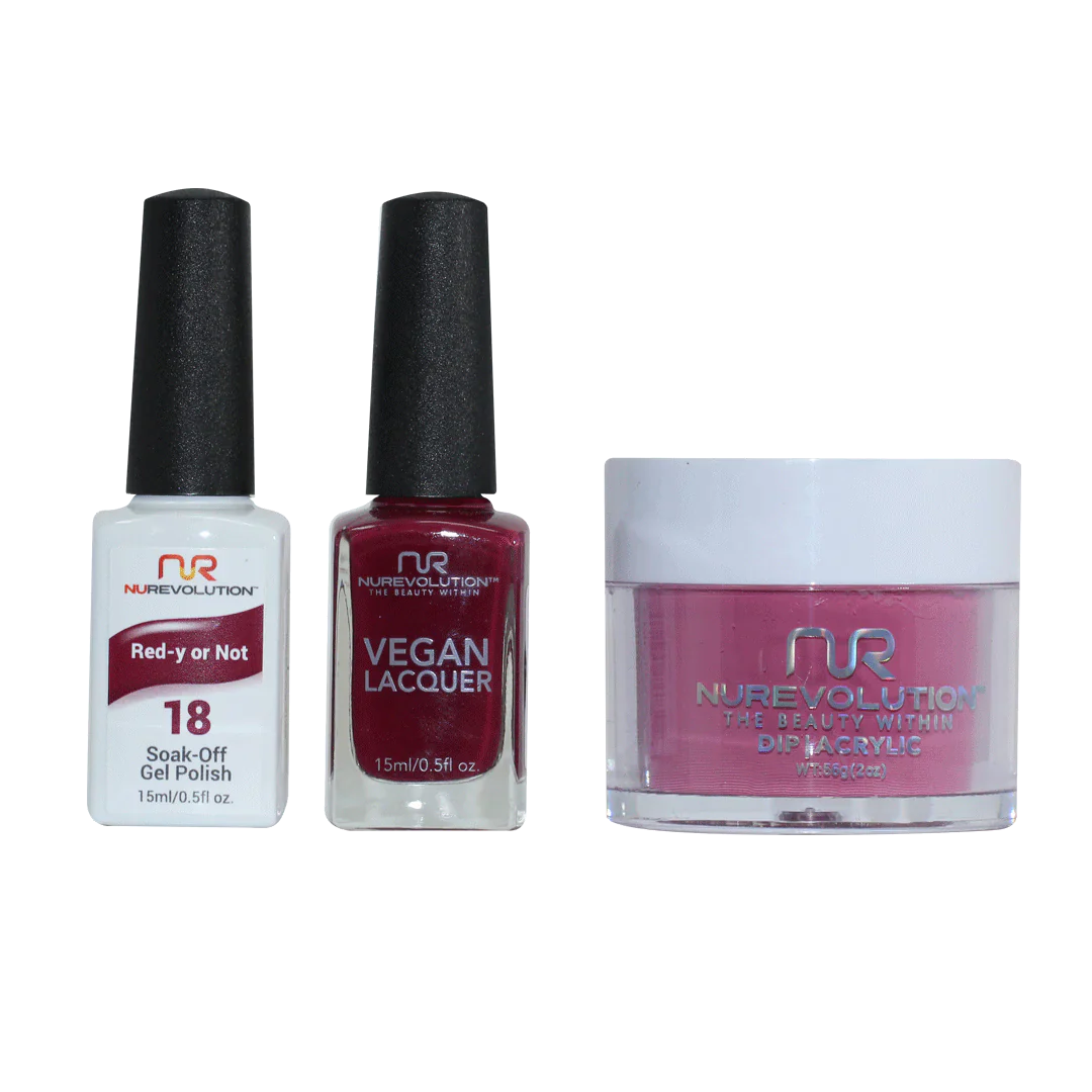 nail polish punk spike-NuRevolution Trio set 018 Red-Y or Not