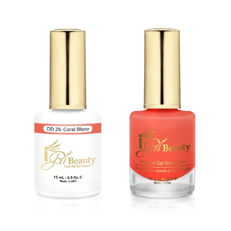 nail polish trophy bronze-iGel DD029 Gel Polish & Lacquer Duo (15ml) Coral Blaze