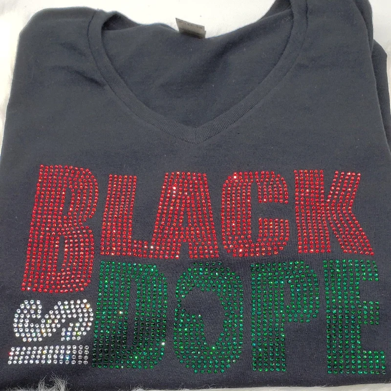 Nail rhinestone mirror finish-Black is DOPE Rhinestone T-shirt