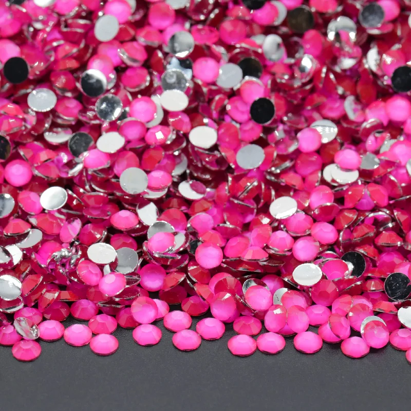 Nail rhinestone gleam boost-Neon Rose Resin Rhinestones