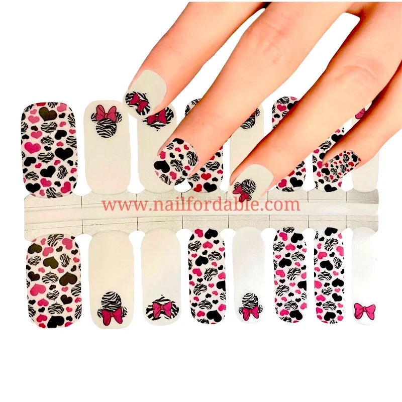 nail repair with repairing-packed polish-Disney -Minnie (Zebra hearts)