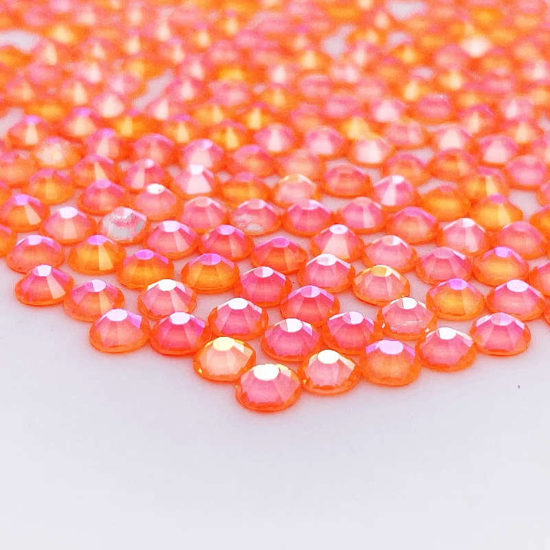 Nail rhinestone curl designs-Luminous Orange Glass Rhinestones