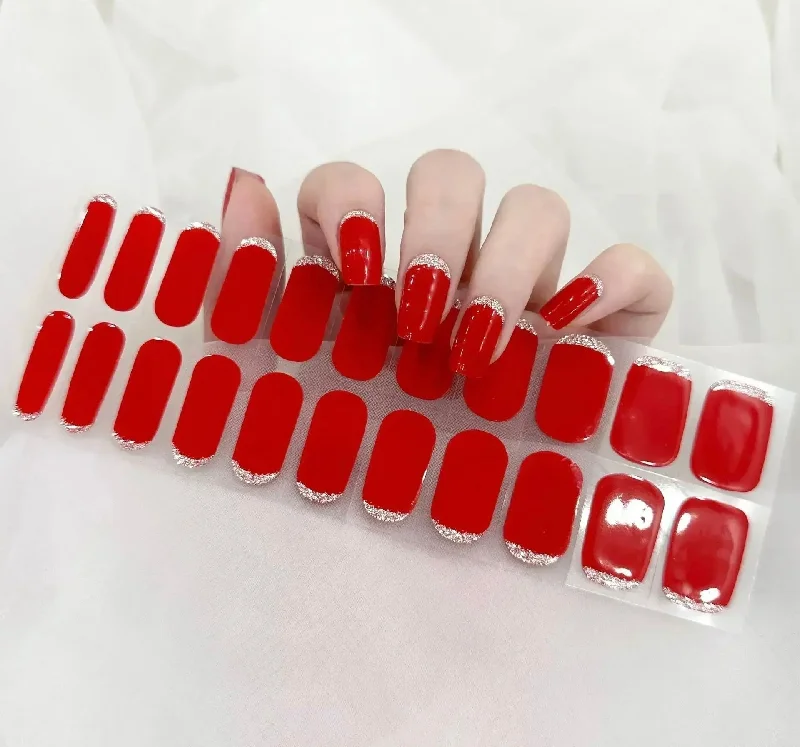 nail repair with bond-strengthening gel-Red Glitter Line