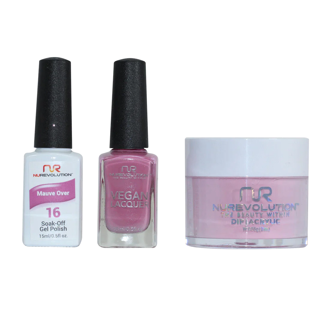 nail polish reggae green-NuRevolution Trio set 016 Mauve Over