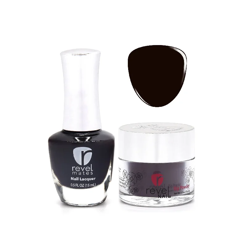 nail repair with veil-rich polish-D251 All-Nighter Black Crème Nail Polish + Dip Powder Set