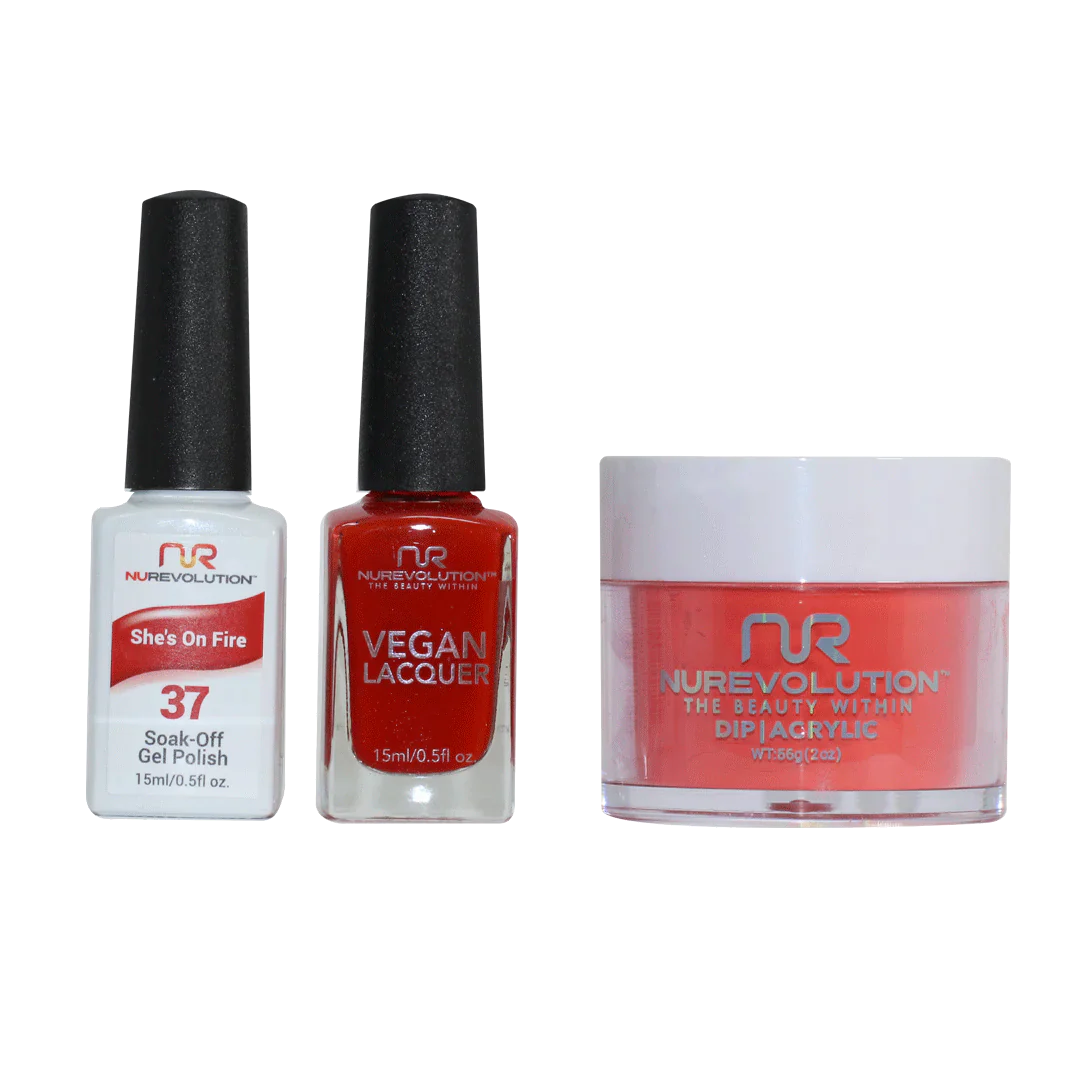 nail polish antenna silver-NuRevolution Trio set 037 She's On Fire