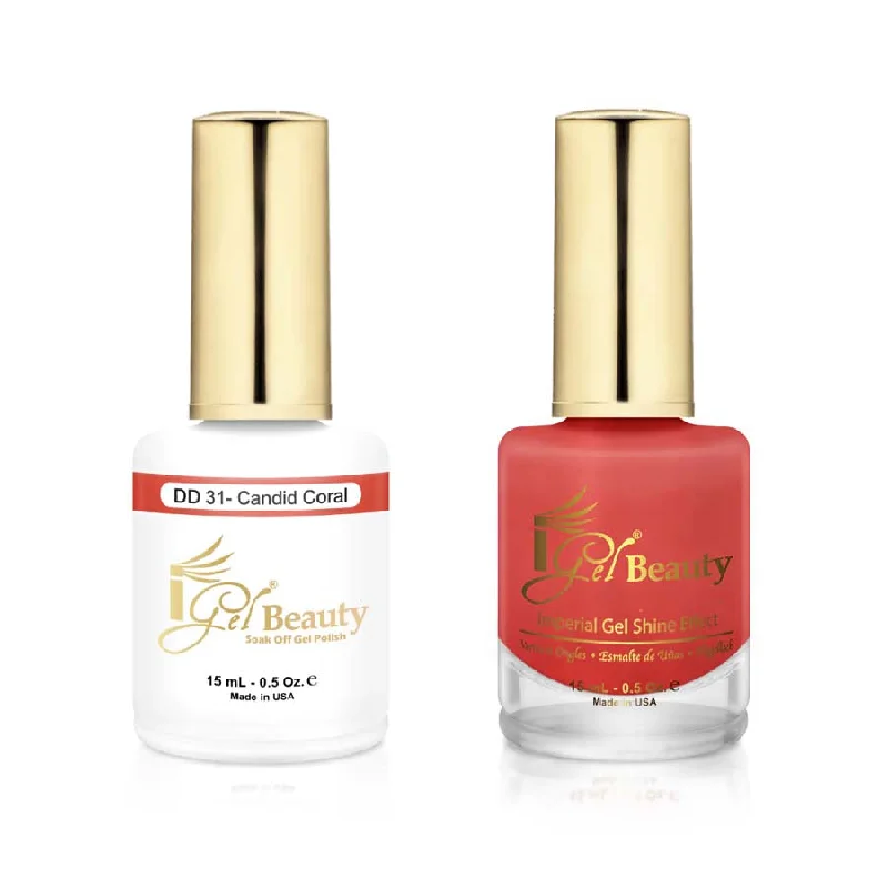 nail polish solar flare-iGel DD031 Gel Polish & Lacquer Duo (15ml) Candid Coral