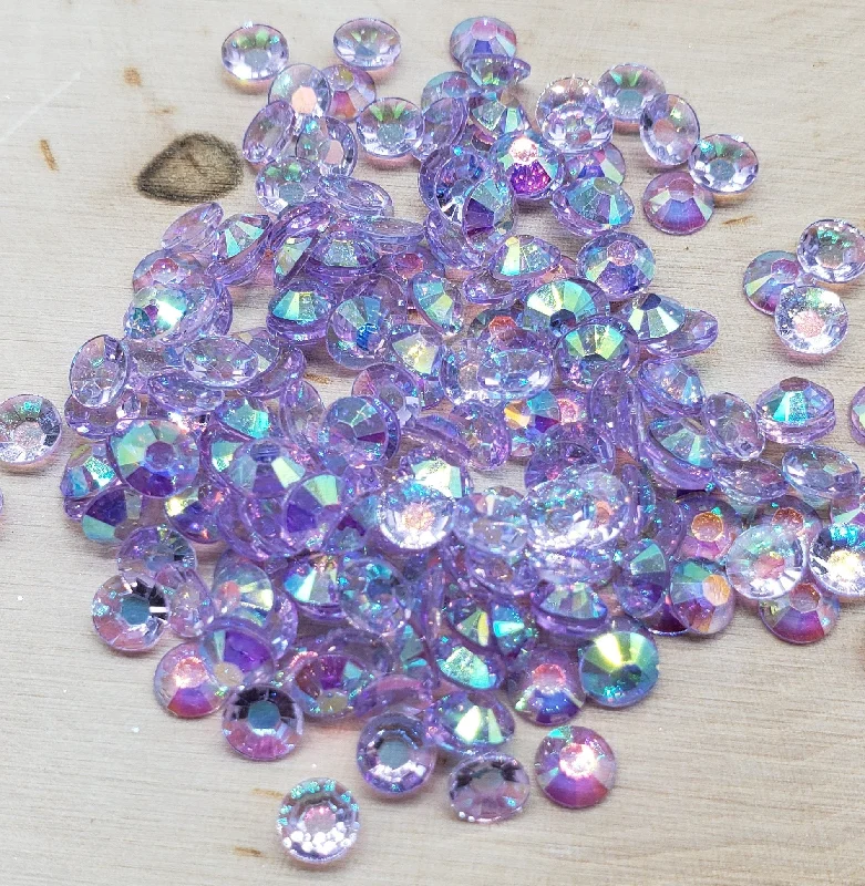 Nail rhinestone vibe looks-Lt Amethyst AB Transparent Jelly Resin Round Flat Back Loose Rhinestones