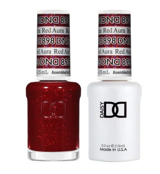 nail polish sleet shine-DND #898 Daisy Gel Polish & Lacquer Duo (15ml) Red Aura  - Super Glitter