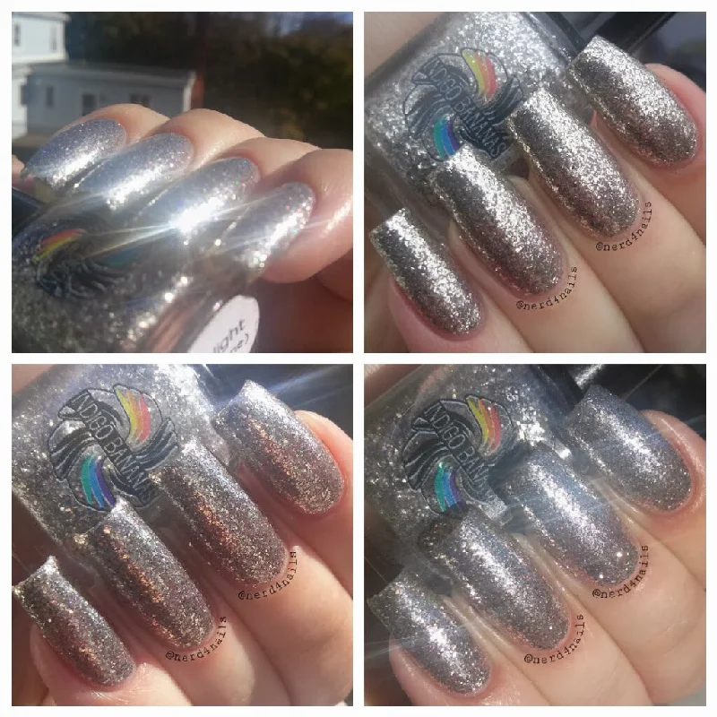 nail polish ant trail-Moonlight (Clair de lune) 2.0 - real silver flakie - SUPER shiny