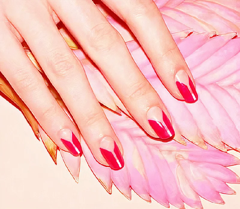 nail repair for nail repair proven kit-Red and Clear Triangle Geometry Line Negative Space