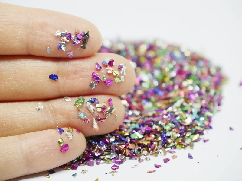 Nail art decoration shooting star-10g Metallic Broken Glass Irregular Stones for nail art/ Metallic rocks