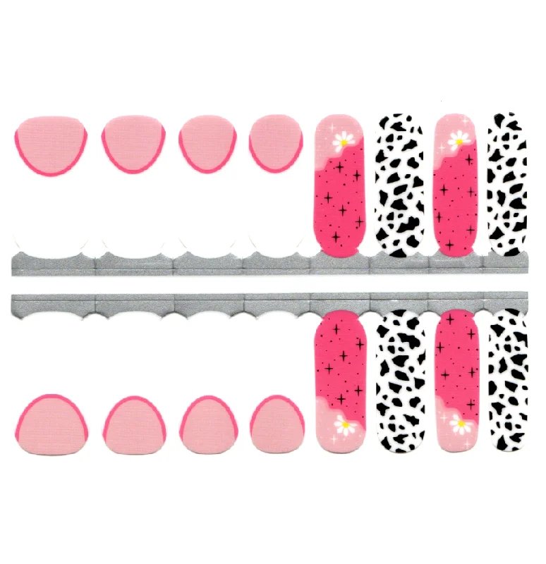 nail repair for nail repair reliable care kit-White Pink French Manicure Black and White Animal Pattern