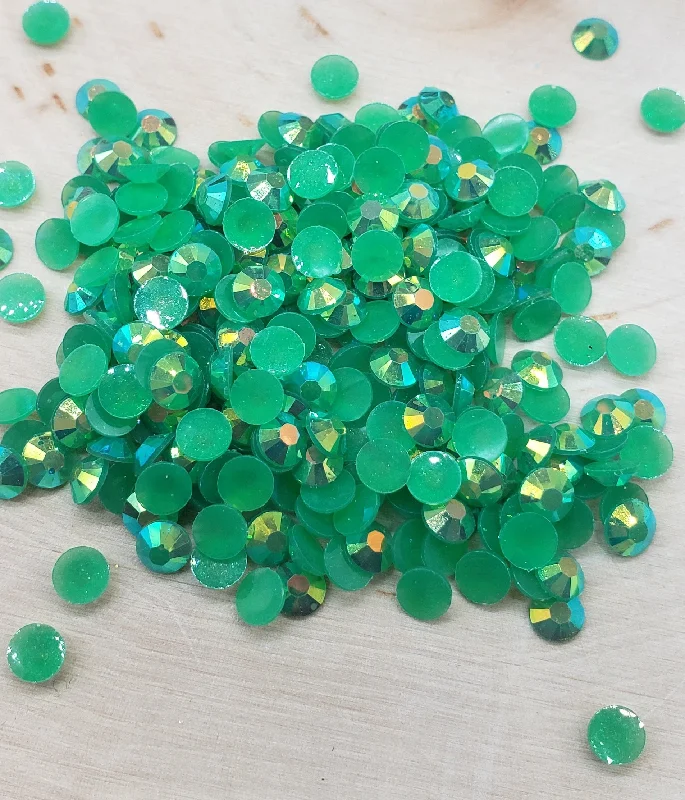 Nail rhinestone rare shops-Emerald Green AB Jelly (Resin) Rhinestones