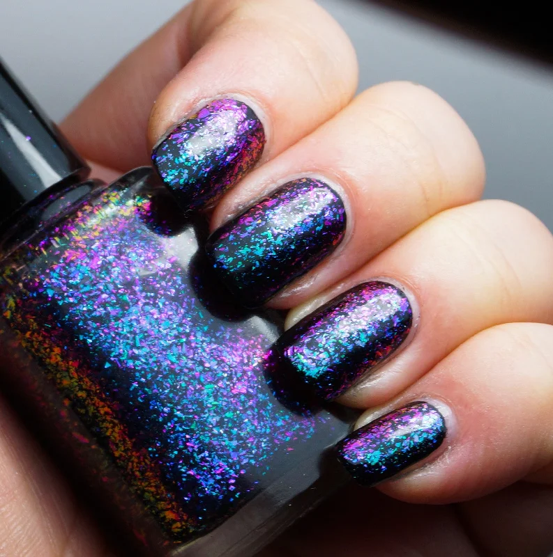 nail polish tailgate party-Island Universe - teal/blue/purple mega chrome flakie