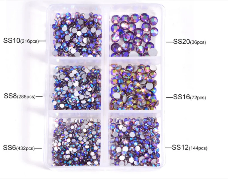 Nail rhinestone elite packs-Multi-Size Flatback Glass Rhinestones