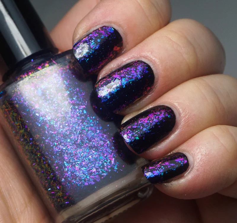 nail polish meteor shower-Cloudwalker - blue/magenta/red/gold mega chrome flakie