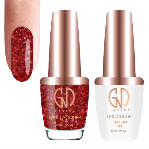 nail polish pyramid gold-GND Duo Gel & Lacquer 180 Ruby Dust