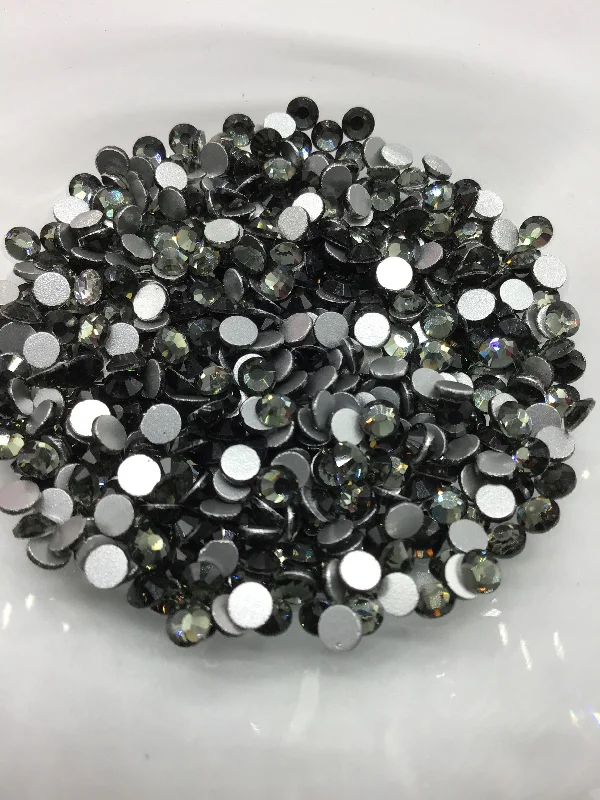 Nail rhinestone buzz styles-Black Diamond Glass Round Flat Back Rhinestones