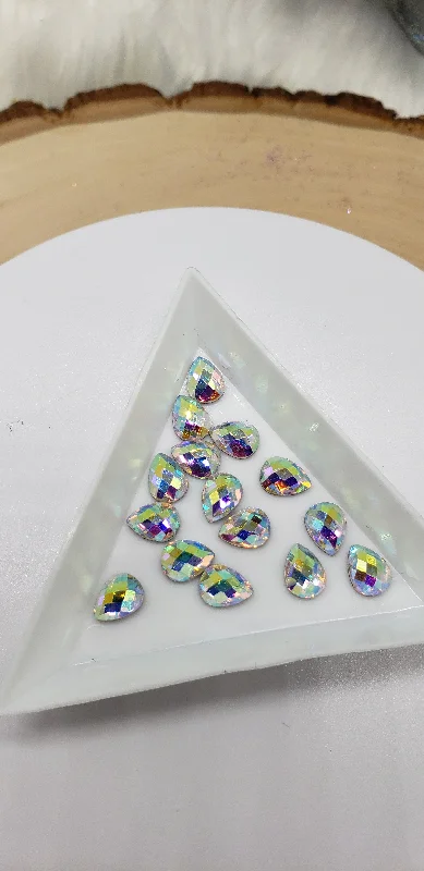 Nail rhinestone bonding tricks-Glass Rhinestone Nail Art Decoration Accessories, Teardrop, Crystal AB