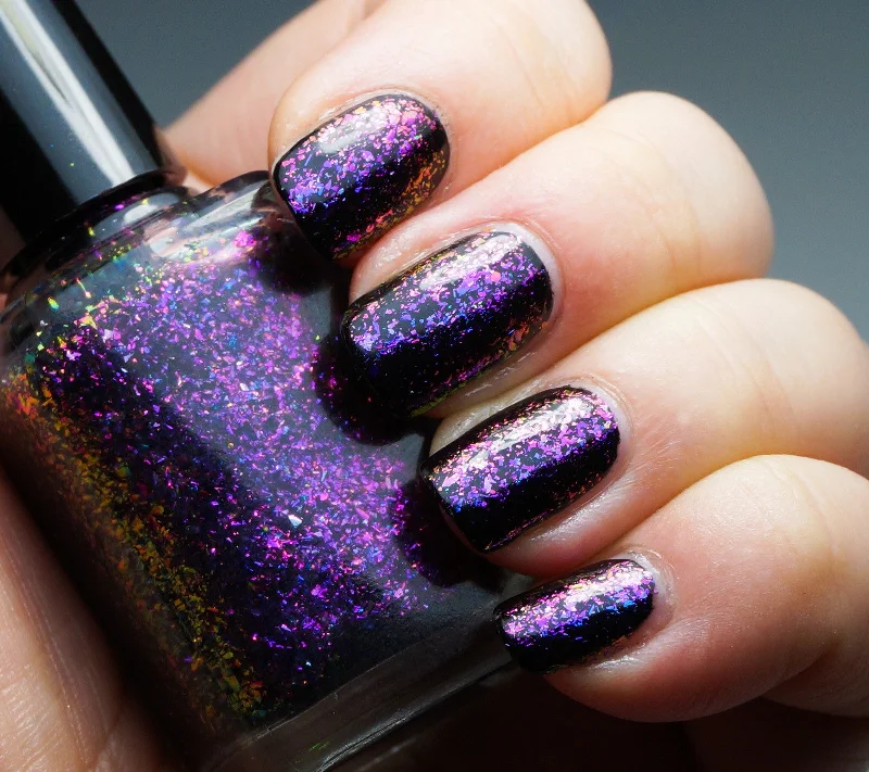 nail polish zen garden-Eye of the Cyclone - purple/magenta/pink/gold mega chrome flakie