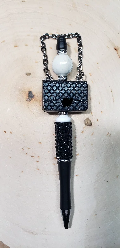 Nail rhinestone bold text-Beaded Purse Pen