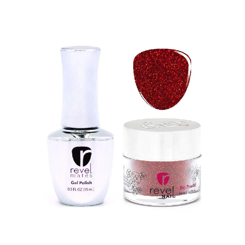 nail repair with anti-yellowing polish-D135 Infatuated Red Glitter Gel Polish + Dip Set