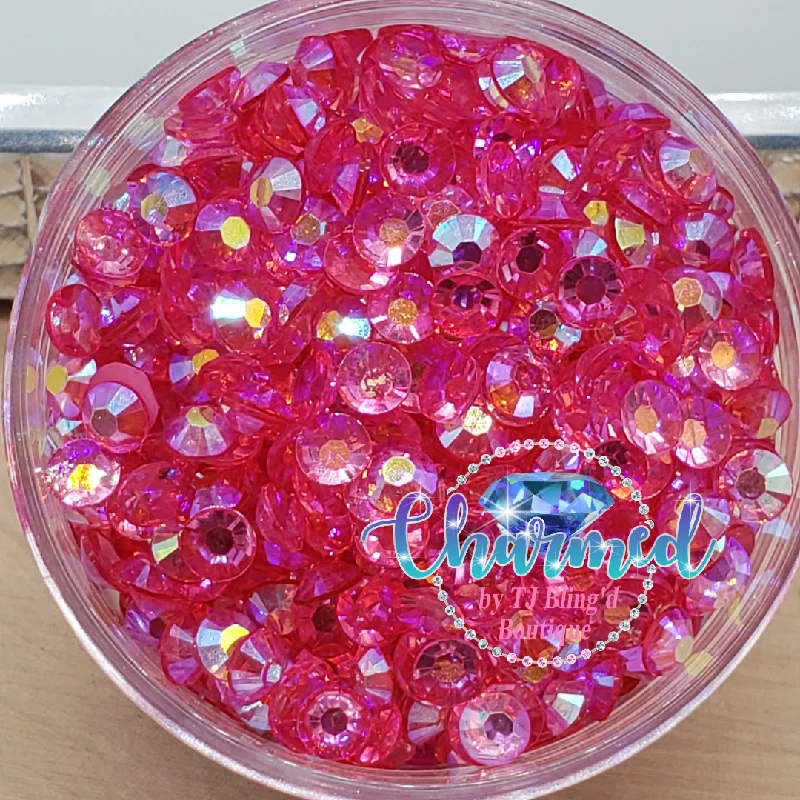 Nail rhinestone scuff-proof-Rose AB Transparent Jelly Resin Round Flat Back Loose Rhinestones