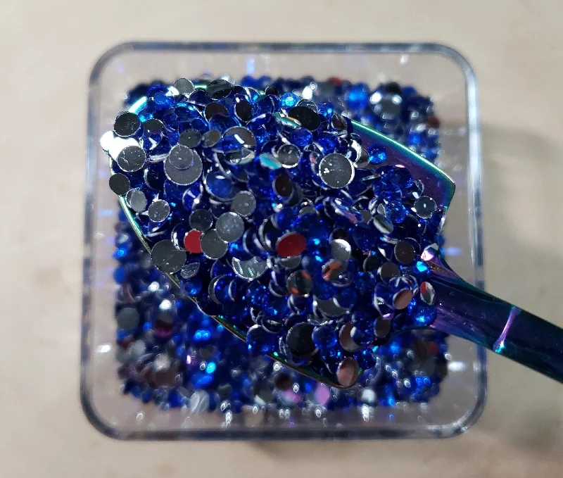 Nail rhinestone glyph motifs-Sapphire Blue Resin Rhinestone Mix