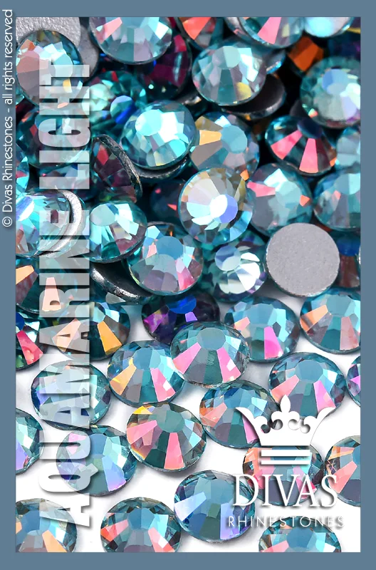 Nail rhinestone memory designs-COATED RHINESTONES - 'Aquamarine Light'