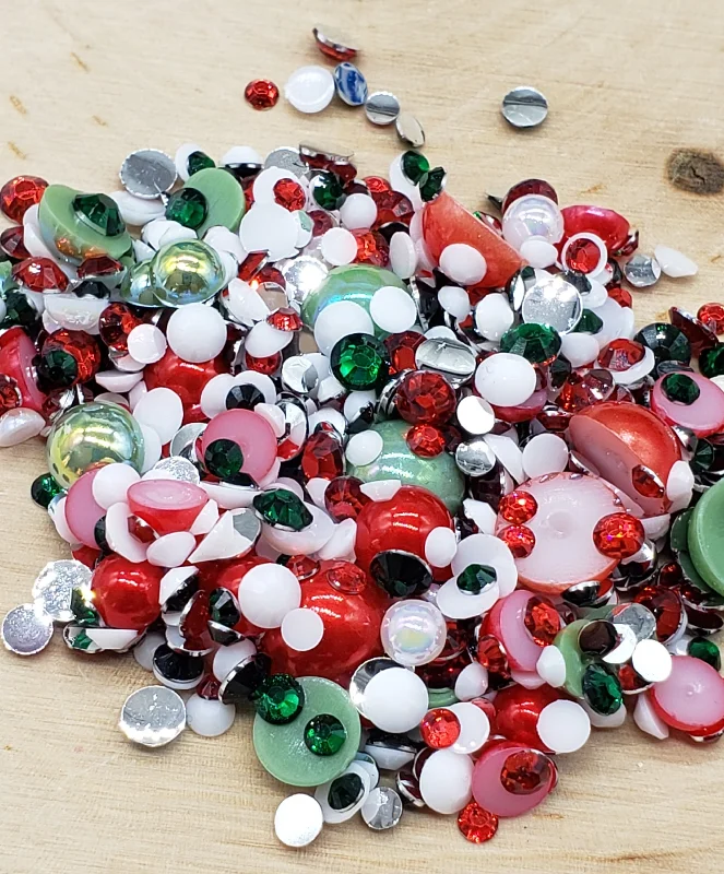 Nail rhinestone fresh drops-Limited Pearl Mix- Christmas Holiday Mix , Pearls and Resin Rhinestones