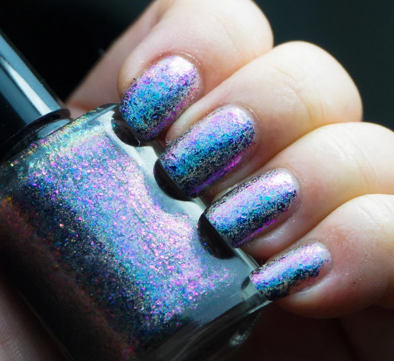 nail polish fan cheer-Island Universe (HOLO) - teal/blue/purple mega chrome flakie