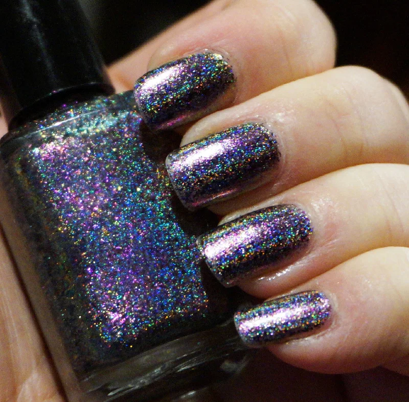 nail polish calligraphy art-Galactic Halo (HOLO) - pink-purple/copper chrome flakie holographic