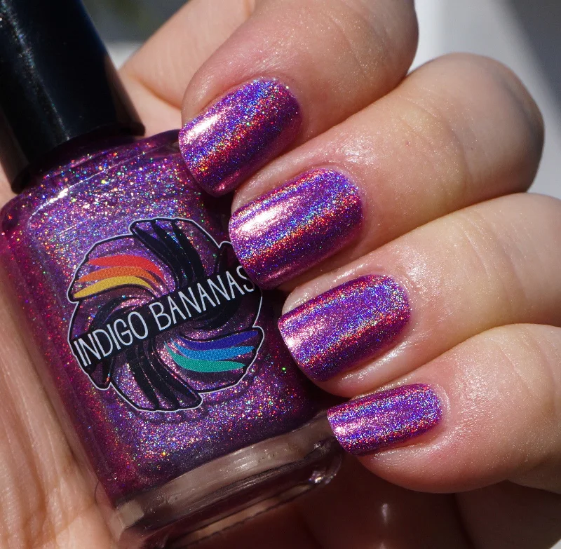 nail polish mix swirl-Call Me Mabel - pink linear holographic - super holo