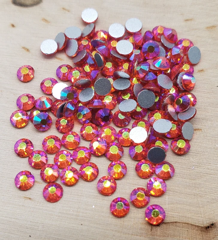 Nail rhinestone value check-Siam AB Glass Round Flat Back Rhinestones