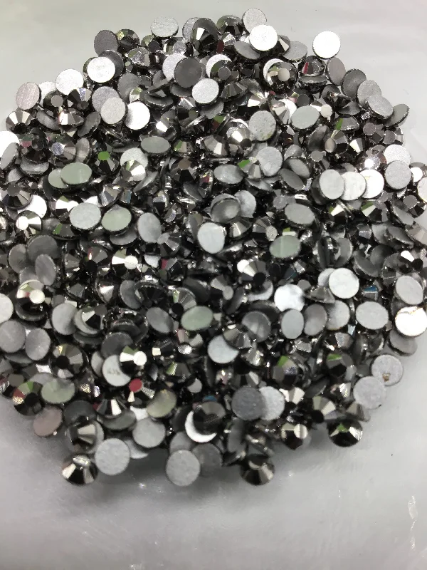 Nail rhinestone fast shine-Jet Hematite Glass Round Flat Back Rhinestones