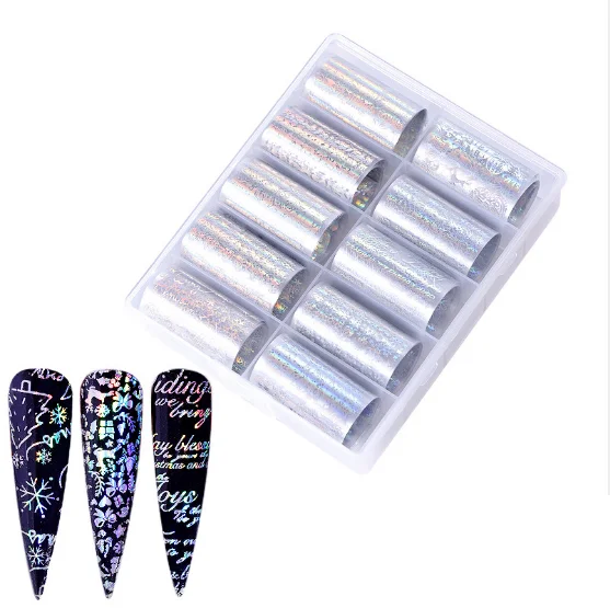 Nail art decoration ruby-Holographic Christmas 10pcs Foil Set Box