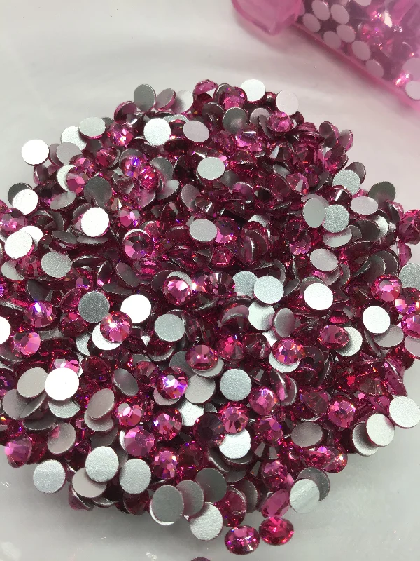 Nail rhinestone quick shipping-Rose Glass Round Flat Back Rhinestones