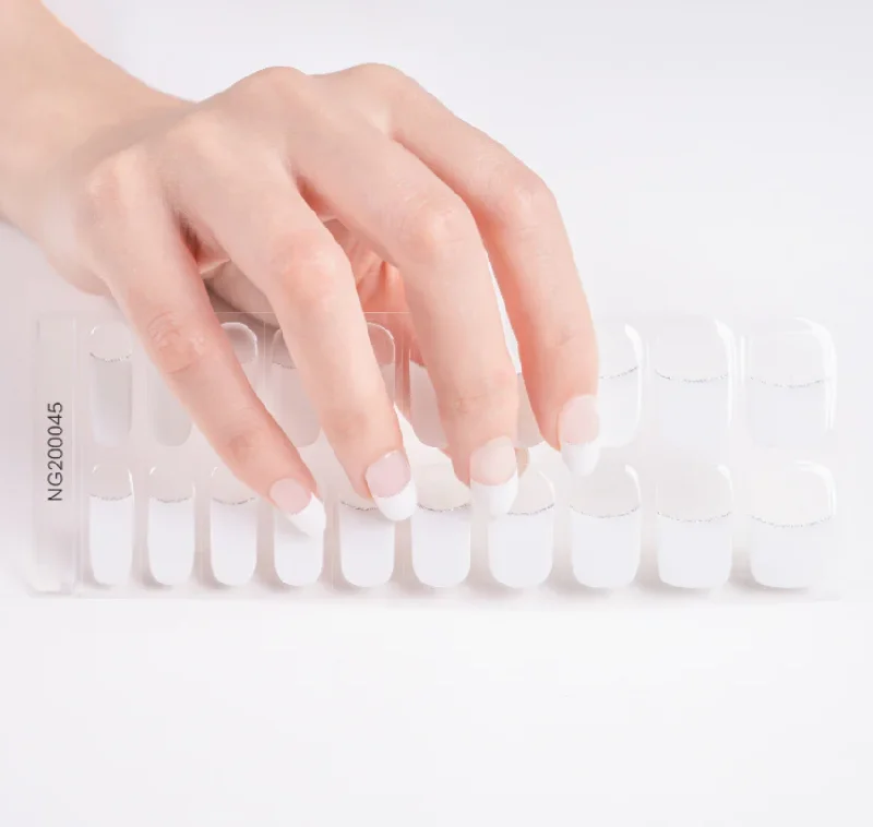 nail repair with top-layer polish-Semi-Cured Gel Nail Wraps White French Manicure