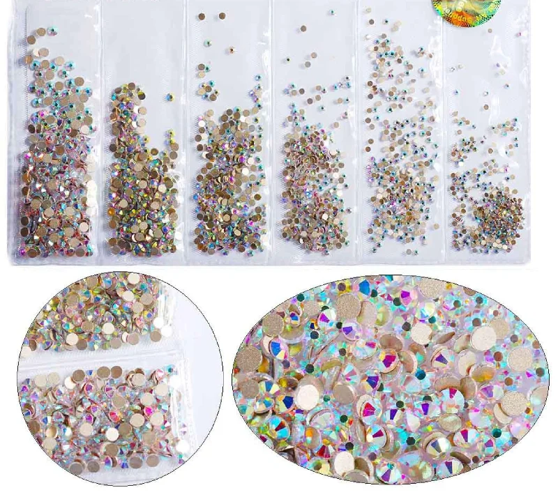 Nail art decoration vendor-1728 pcs Mixed sizes Clear rhinestone