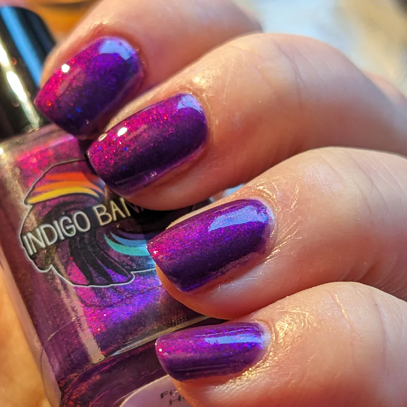 nail polish geisha pink-Fix Your Heart - Purple with violet-gold Aurora shimmer