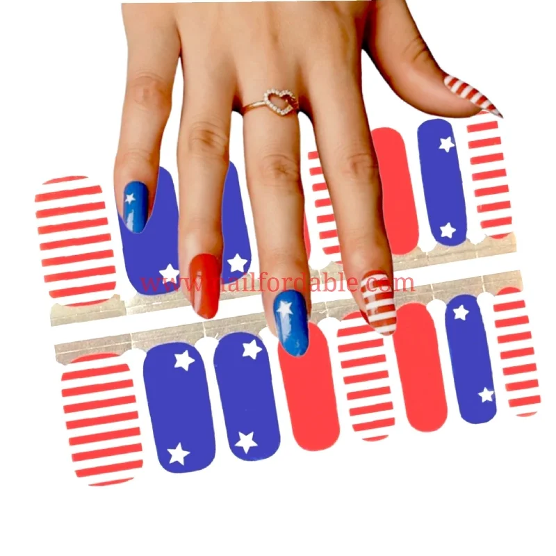 nail repair with healing-infused polish-USA Flag