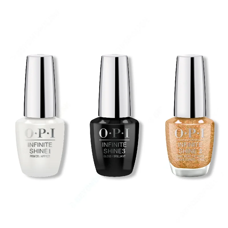 nail polish aurora flash-OPI - Infinite Shine Combo - Base, Top & Five Golden Flings