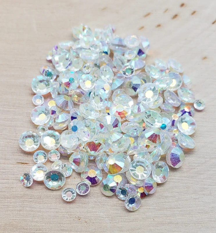 Nail rhinestone guru advice-Mixed Size SS10- SS20 Flat Back Glass Rhinestones - Transparent Crystal AB