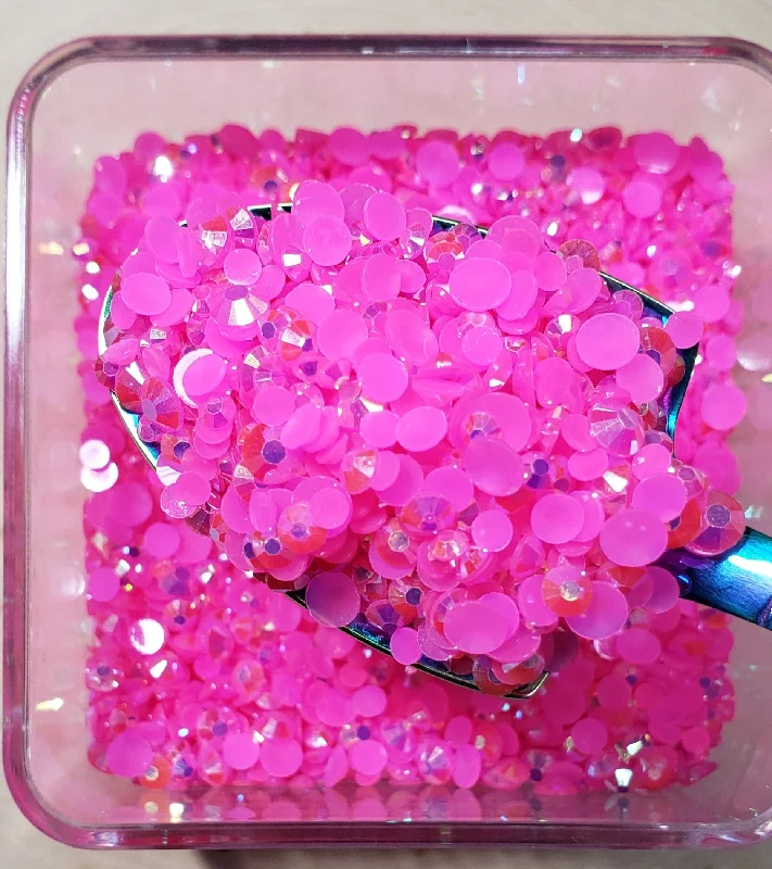 Nail rhinestone flash art-Hot Pink AB Jelly Rhinestone Mix