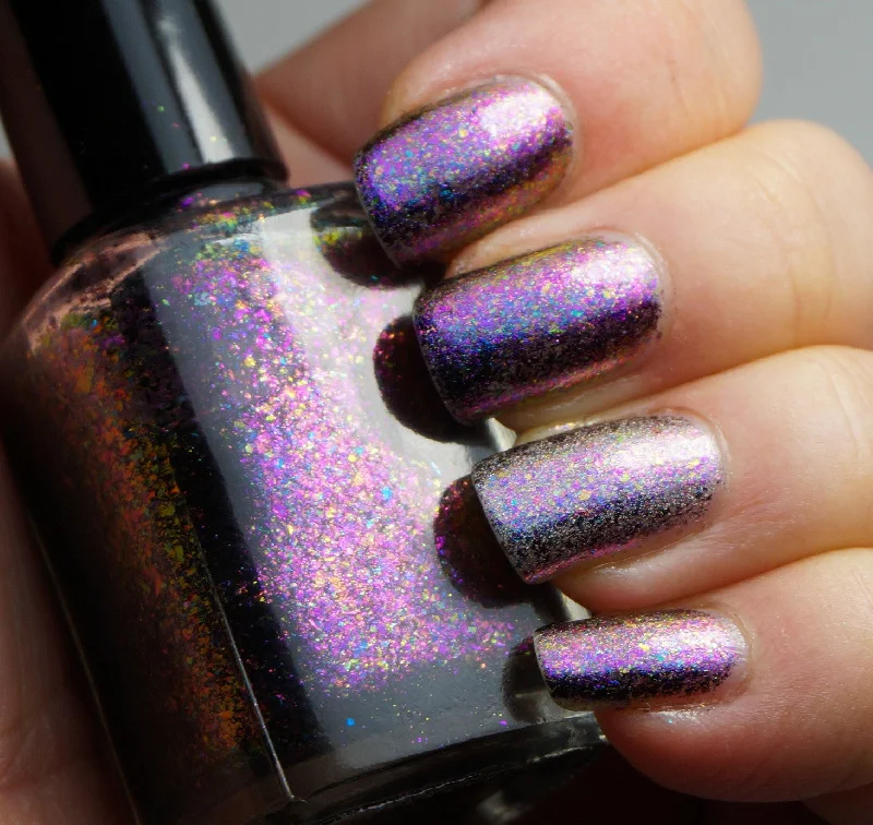 nail polish haiku blue-Galactic Halo - pink-purple/copper chrome flakie