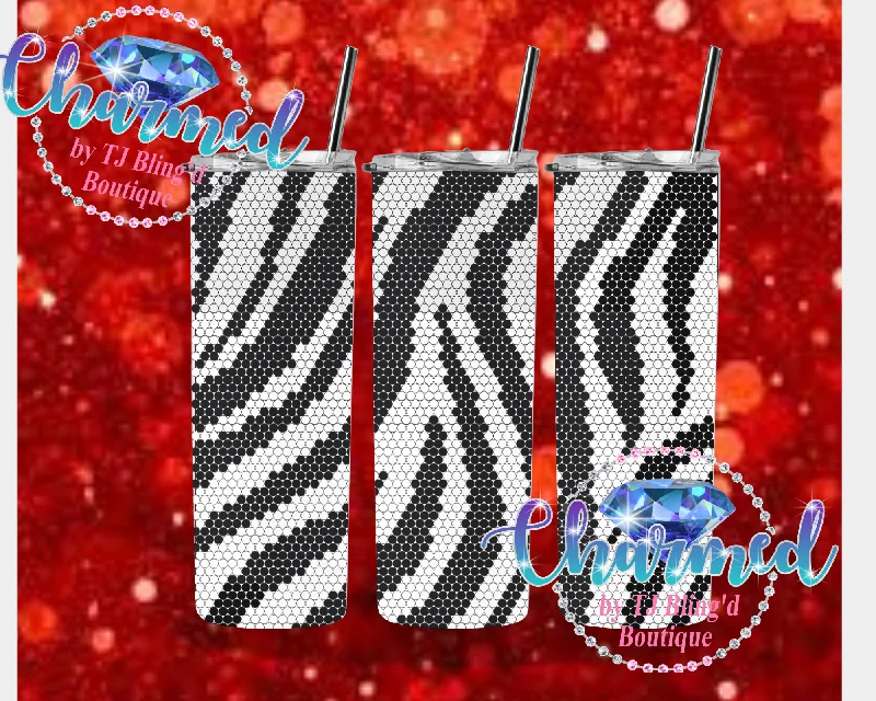 Nail rhinestone snap shine-20oz Stainless Steel Sublimated Rhinestone Tumbler with Zebra Pattern Kit