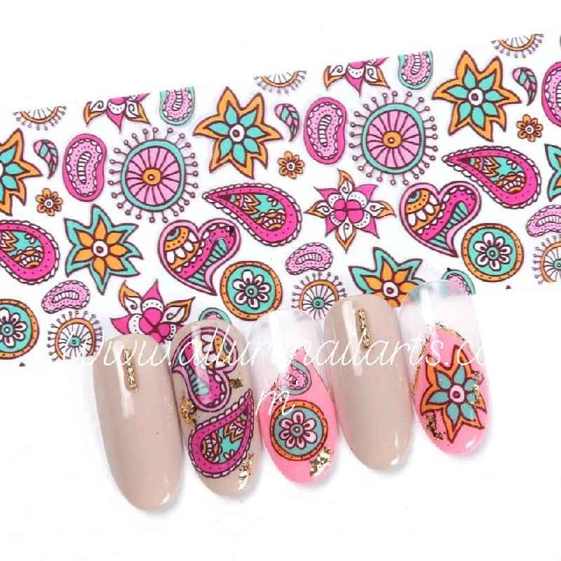 Nail art decoration topaz-Paisley Mandala Bohemian Foil Nail Transfer